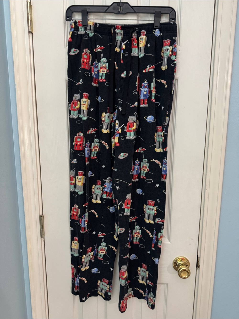 Nick & Nora Black Robot Print Kids Pajama Bottoms